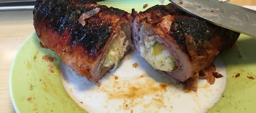 Schweinsfilet mit Schinken und Gouda gefüllt